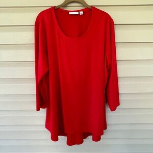 Susan Graver Red High/Low Liquid Knit Tunic Size XL